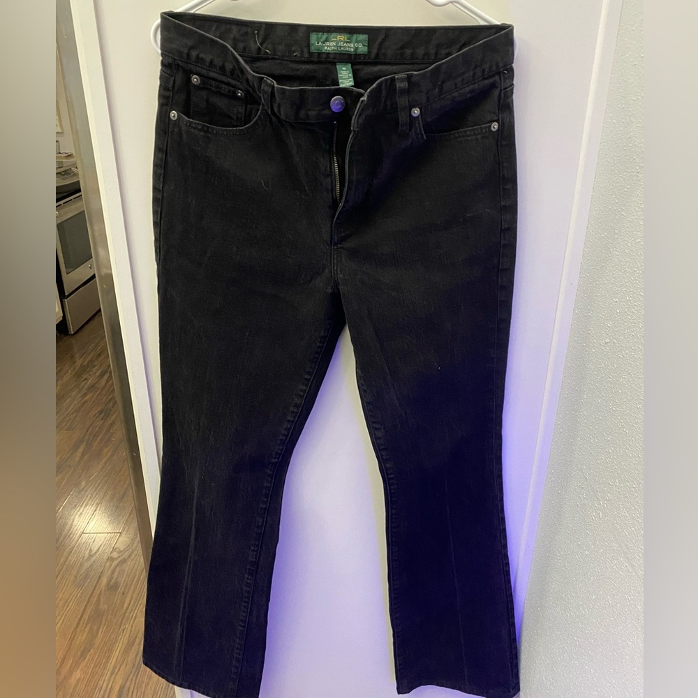 Lauren Ralph Lauren Black Flare Wide Leg Jeans